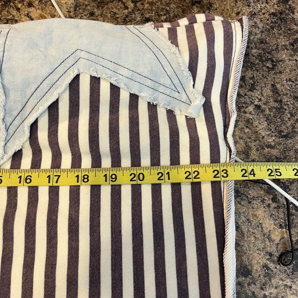 Oli & Hali Star Patch Striped Sweatshirt Distressed Boutique Brown Large - Picture 12 of 12